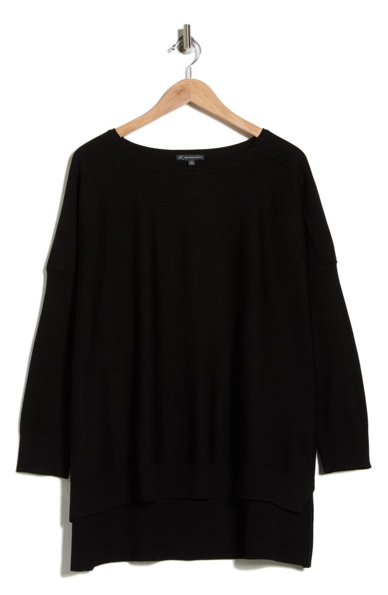 Adrianna Papell Boatneck Drop Shoulder Tunic, Alternate, color, Black