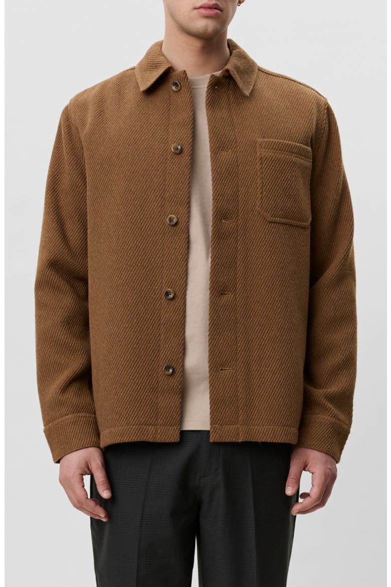 Twill Overshirt, Main, color, RUBBER BROWN