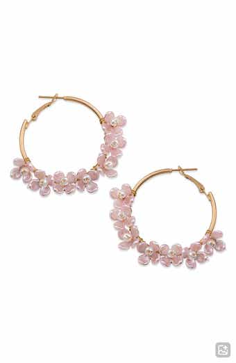 Floral Beaded Hoop Earrings (Nordstrom Exclusive)