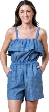 Hope & Henry Women's Organic Ruffle Top Romper