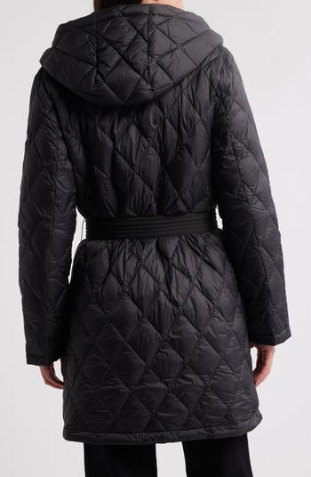 Fashion detachable hood lightweight diamond quilted coat