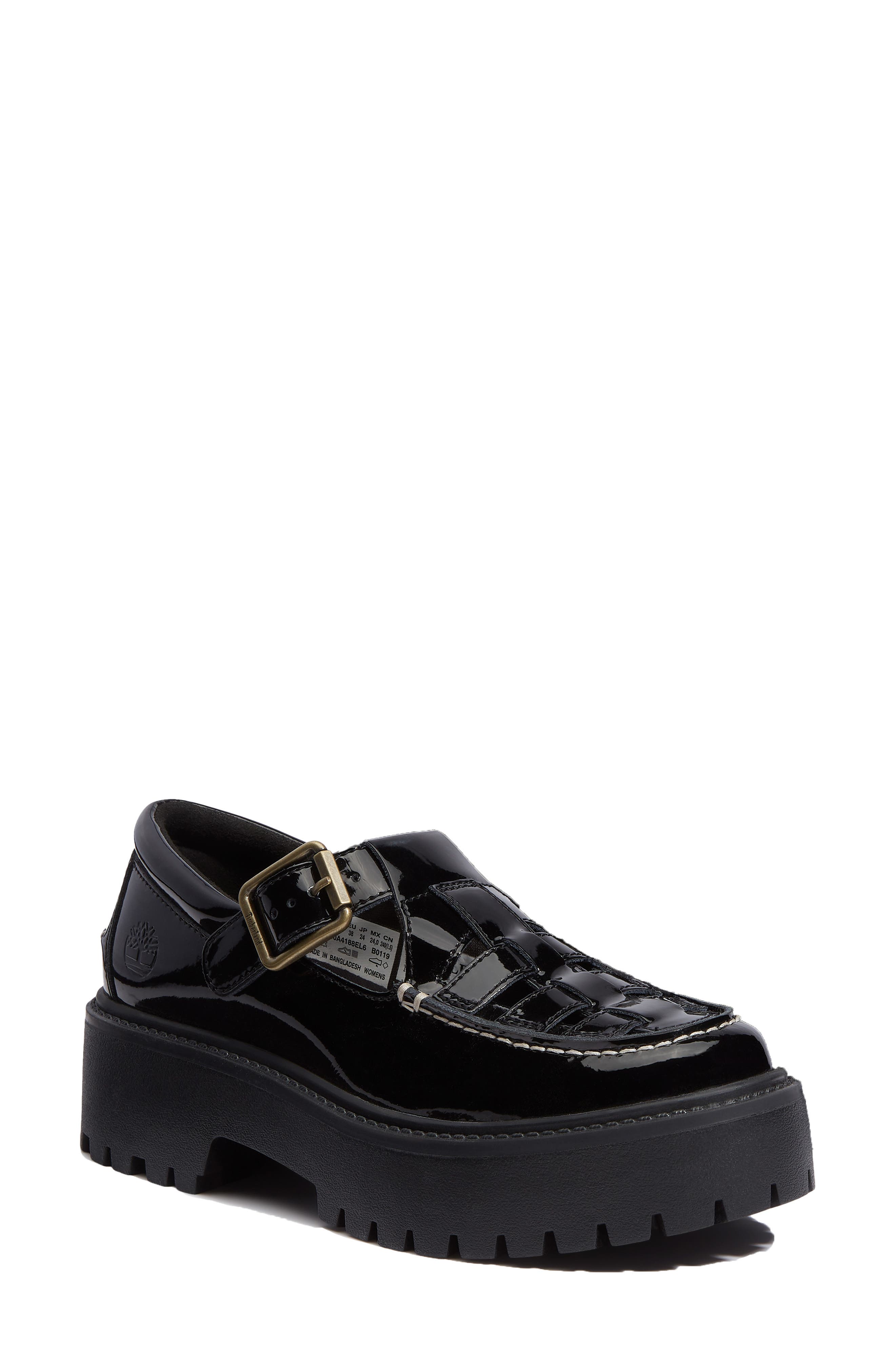 Timberland Stone Street Platform Buckle Loafer, Main, color, Black Patent Leather