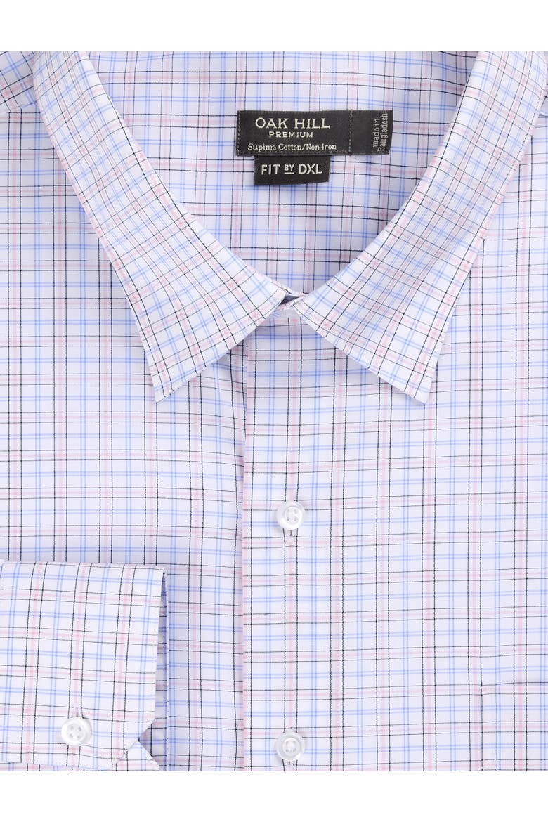 Big & Tall Wrinkle-Resistant Grid Patterned Dress Shirt, Alternate, color, PINK