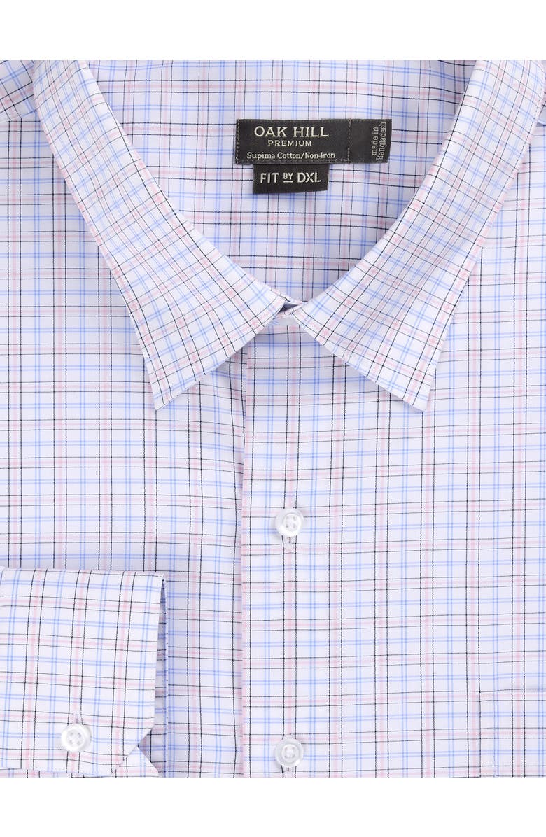 Oak Hill Premium by DXL Big & Tall Wrinkle-Resistant Grid Patterned Dress Shirt, Alternate, color, Pink