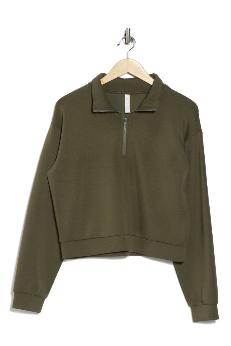 Whisper Knit Quarter Zip Pullover, Alternate, color, OLIVE NIGHT