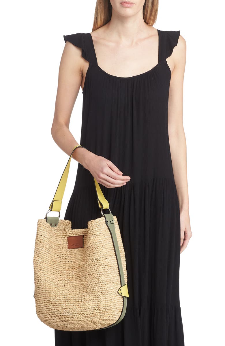 Isabel Marant Bayia Raffia Bucket Bag, Alternate, color,