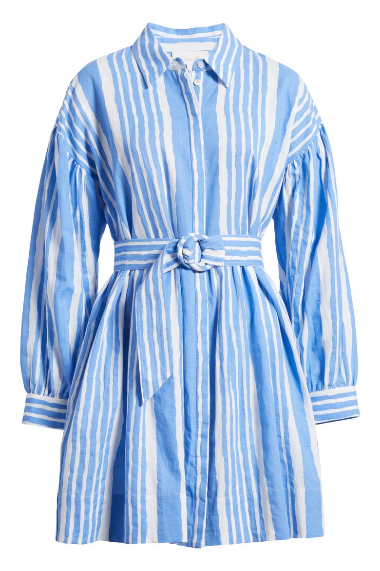 Tiana Stripe Long Sleeve Cotton & Linen Shirtdress, Alternate, color, VECCHIO STRIPE PRINT BLUE
