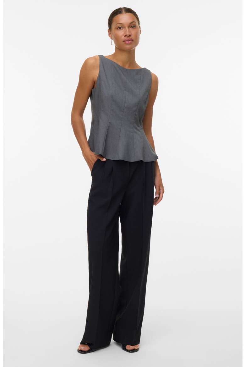 Kimberly Sleeveless Peplum Top, Alternate, color, DARK GREY