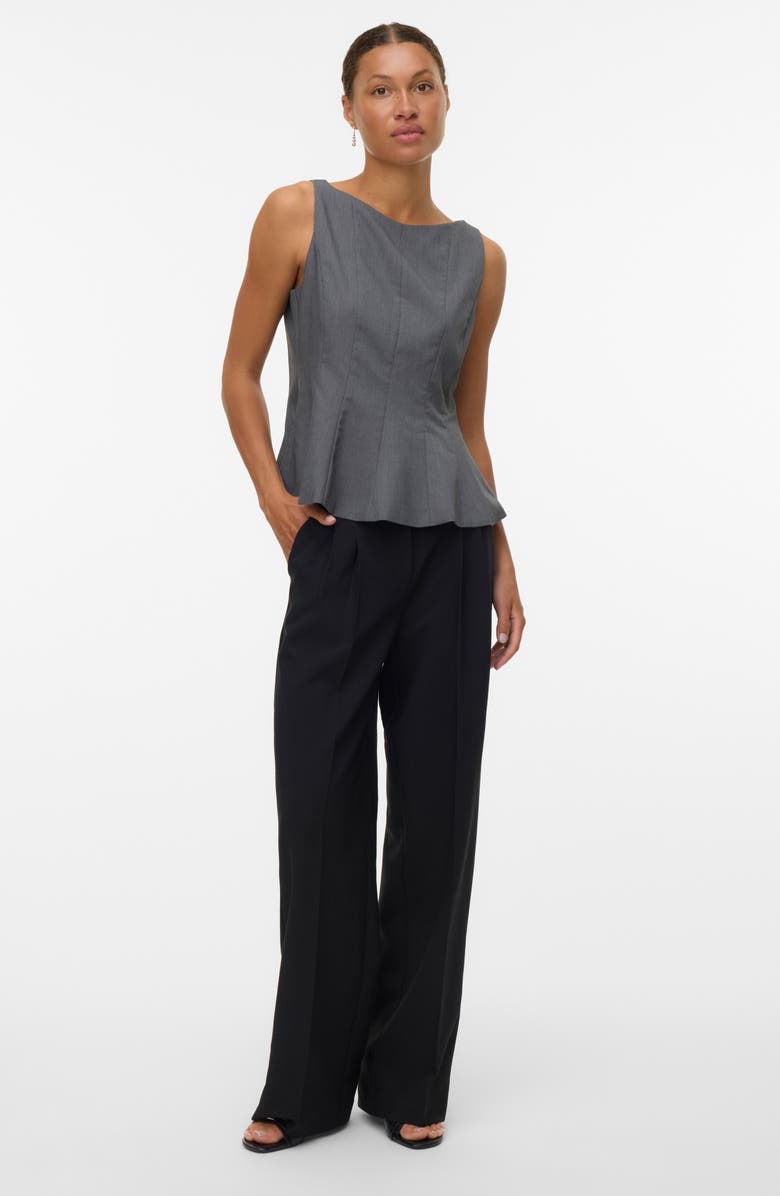 VERO MODA Kimberly Sleeveless Peplum Top, Alternate, color, Dark Grey