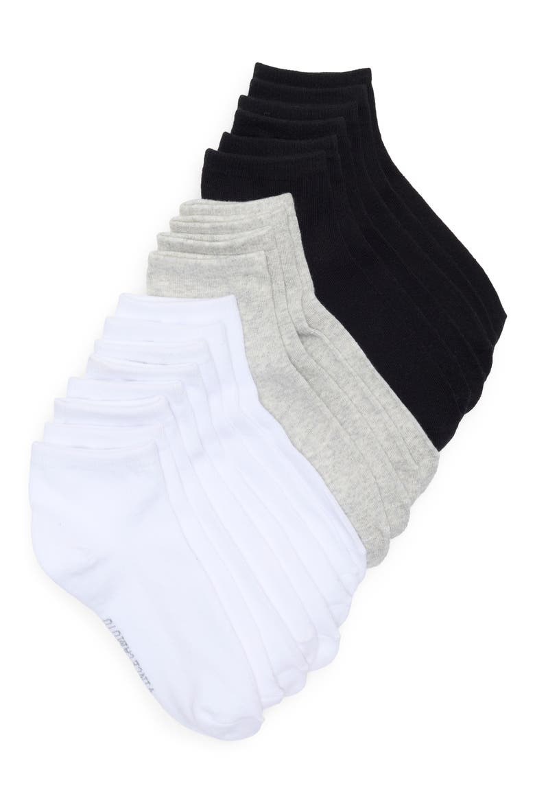 Assorted 8-Pack Quarter Socks, Main, color, BLACK WHITE GRAY