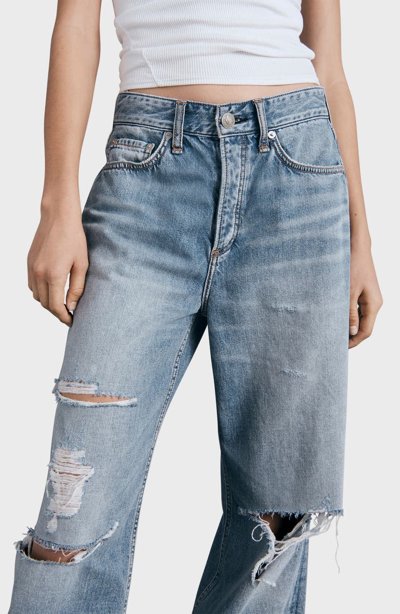 rag & bone Logan Ripped High Waist Wide Leg Jeans, Alternate, color, Vandam