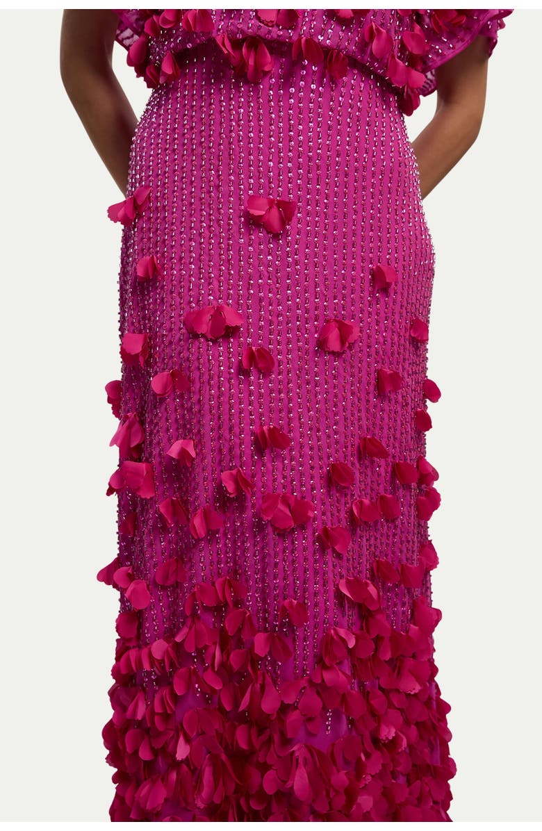 Karen Millen Crystal Applique Angel Sleeve Maxi Dress, Alternate, color, Hot Pink