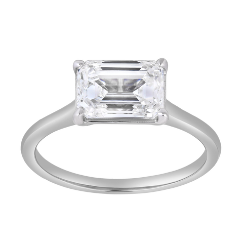 Posy 14K Gold 2 Ct Emerald East West Lab Grown Diamond Ring