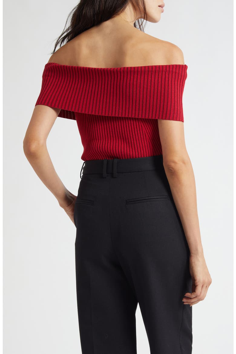 Luke Foldover Off the Shoulder Rib Top, Alternate, color, SCARLET RED
