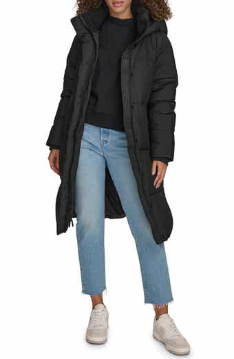 Water Resistant Mid Length Hooded Puffer Jacket