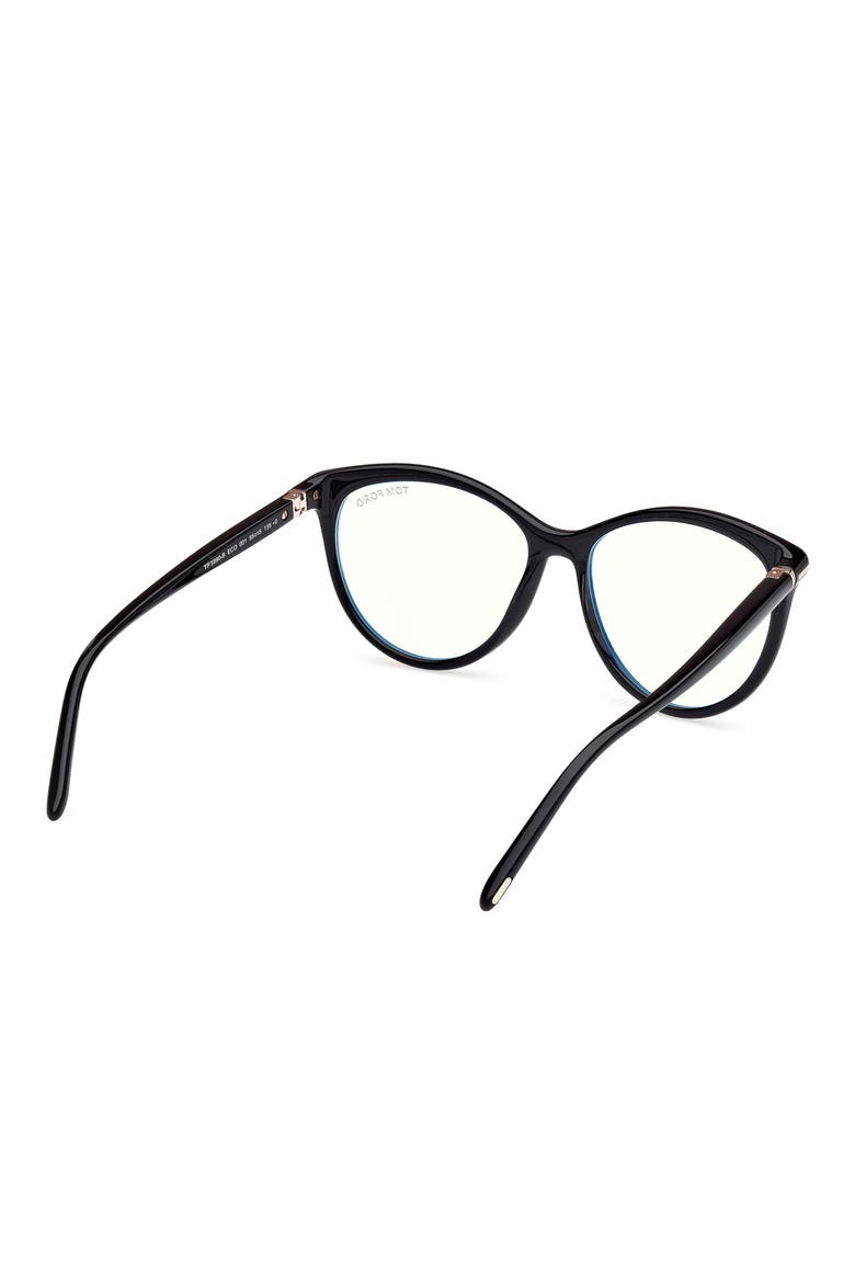 55mm Round Blue Light Blocking Glasses, Alternate, color, BLACK ECO / T LOGO