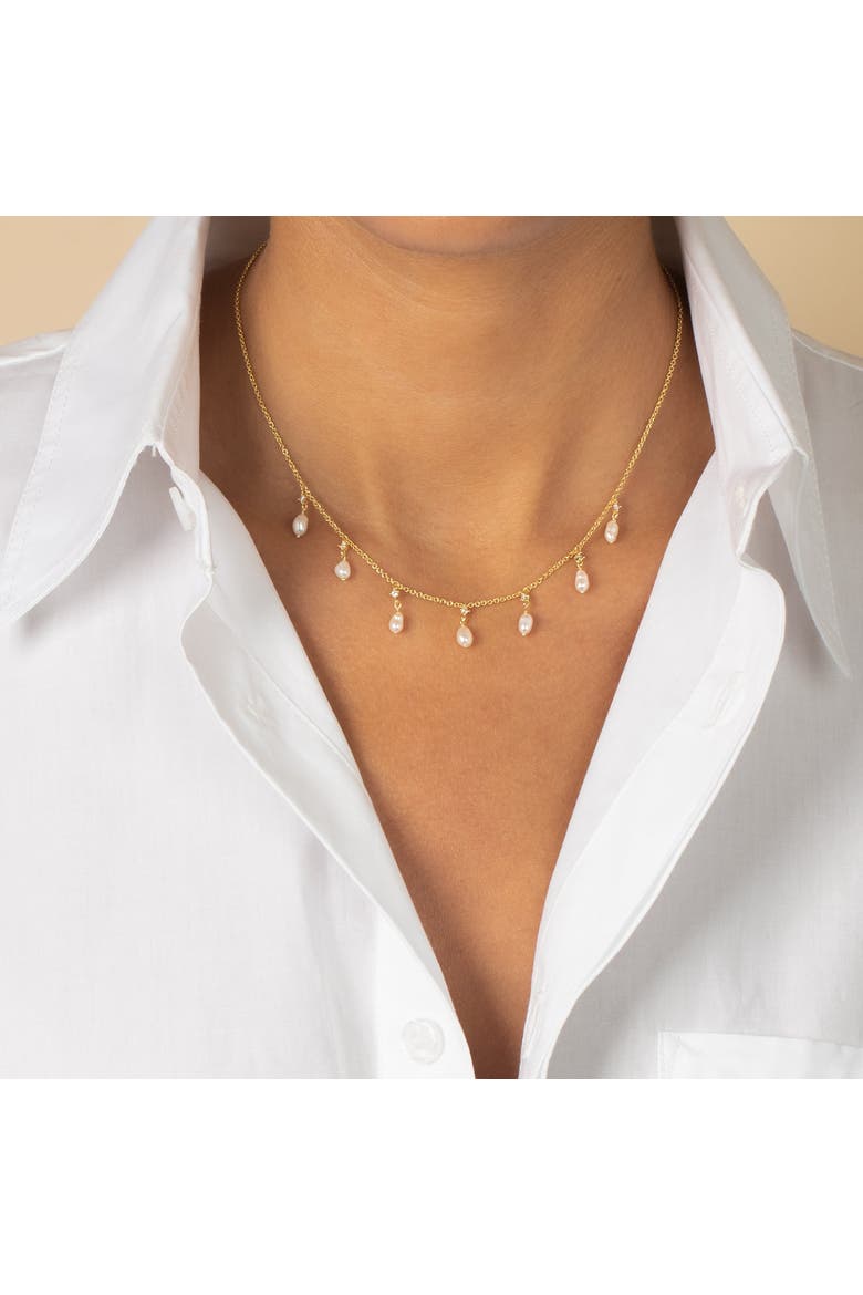 CZ X Pearl Shaker Necklace, Alternate, color, White