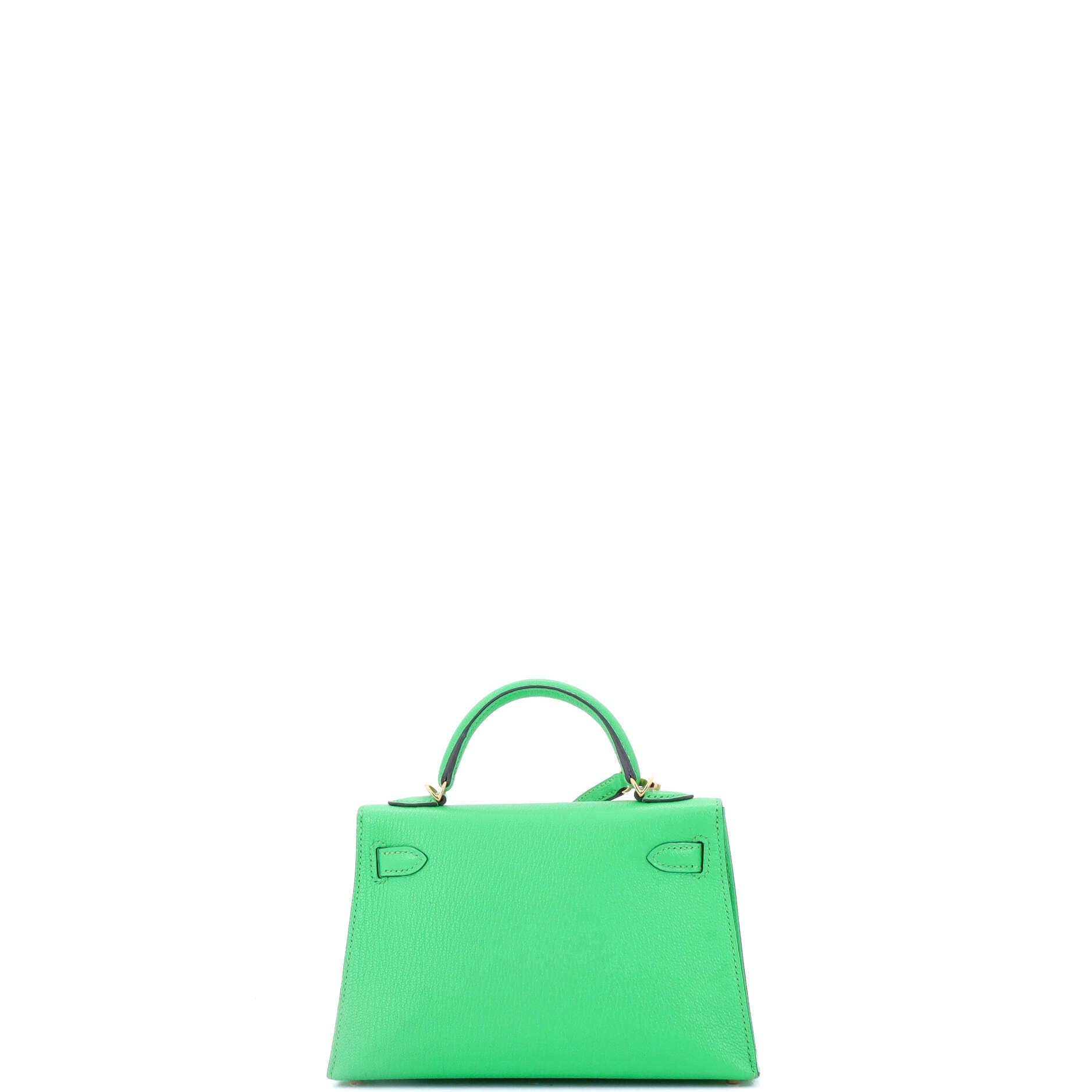 Pre-Owned Hermes Kelly Mini II Bag Green Chevre Mysore with Gold Hardware 20, Alternate, color, 
