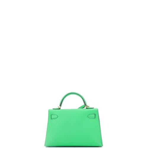 Pre-owned Hermes  Hermes Kelly Mini Ii Bag Green Chevre Mysore With Gold Hardware 20 In Green