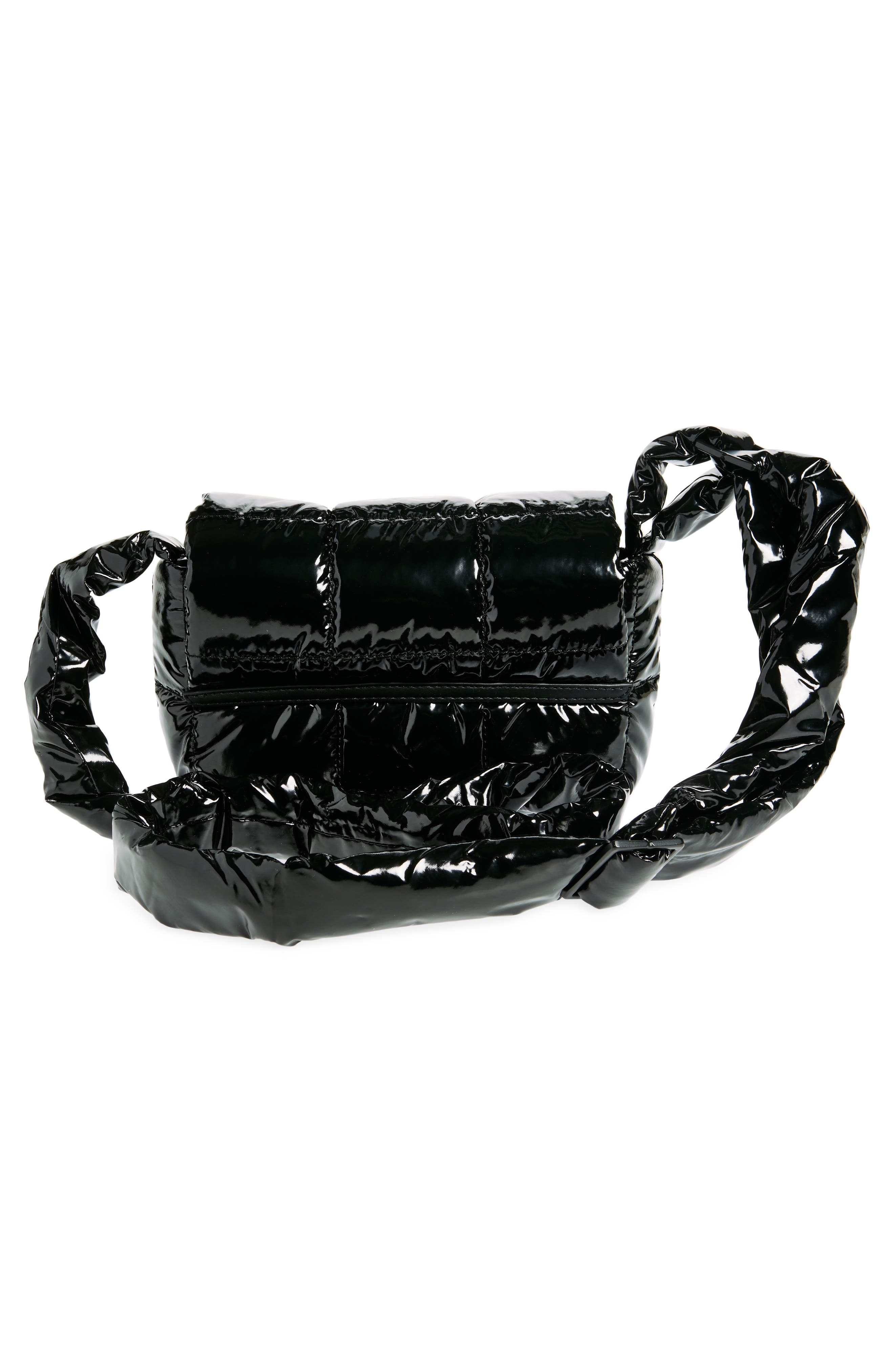 VeeCollective Mini Porter Quilted Recycled Nylon Messenger Bag, Alternate, color, Black Vinyl