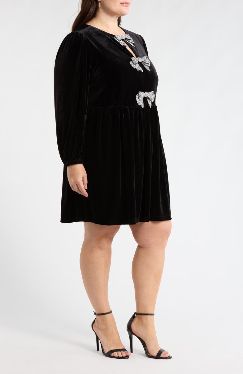 SUGARLIPS Glow Bow Velvet Long Sleeve Dress, Alternate, color,