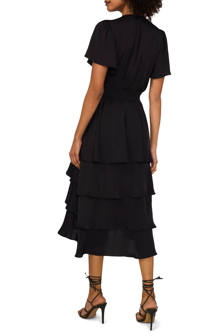Flutter Sleeve Tiered Dress, Alternate, color, RICH BLACK
