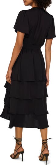 Flutter Sleeve Tiered Dress