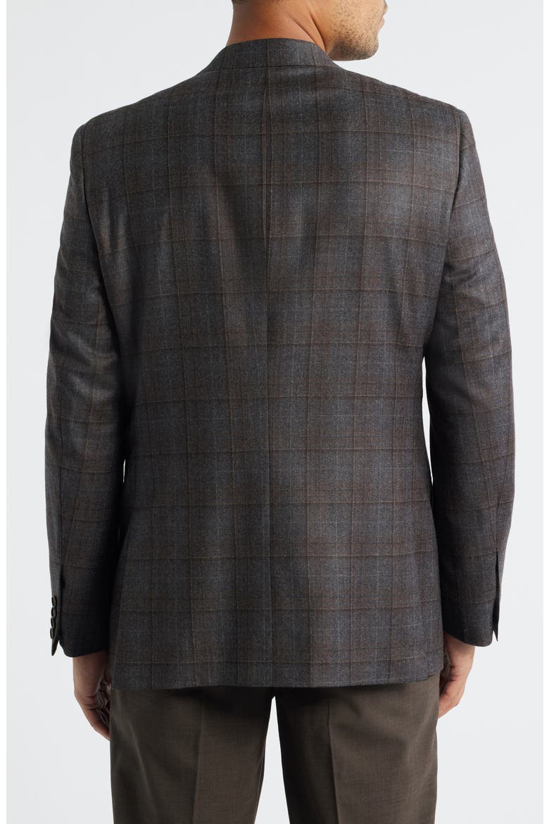 Milano Regular Fit Brown Shadow Plaid Super 130s Wool Sport Coat, Alternate, color, GREY