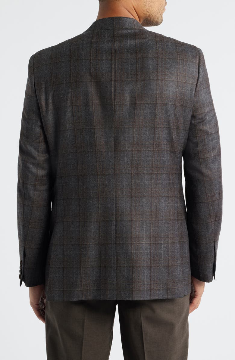 Heritage Gold Milano Contemporary Fit Brown Shadow Plaid Super 130s Wool Sport Coat, Alternate, color, Grey