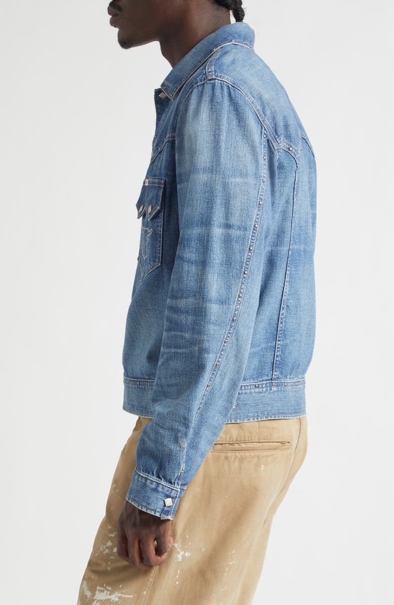 Double RL Studded Denim Snap-Up Shirt Jacket, Alternate, color, Dillon Wash