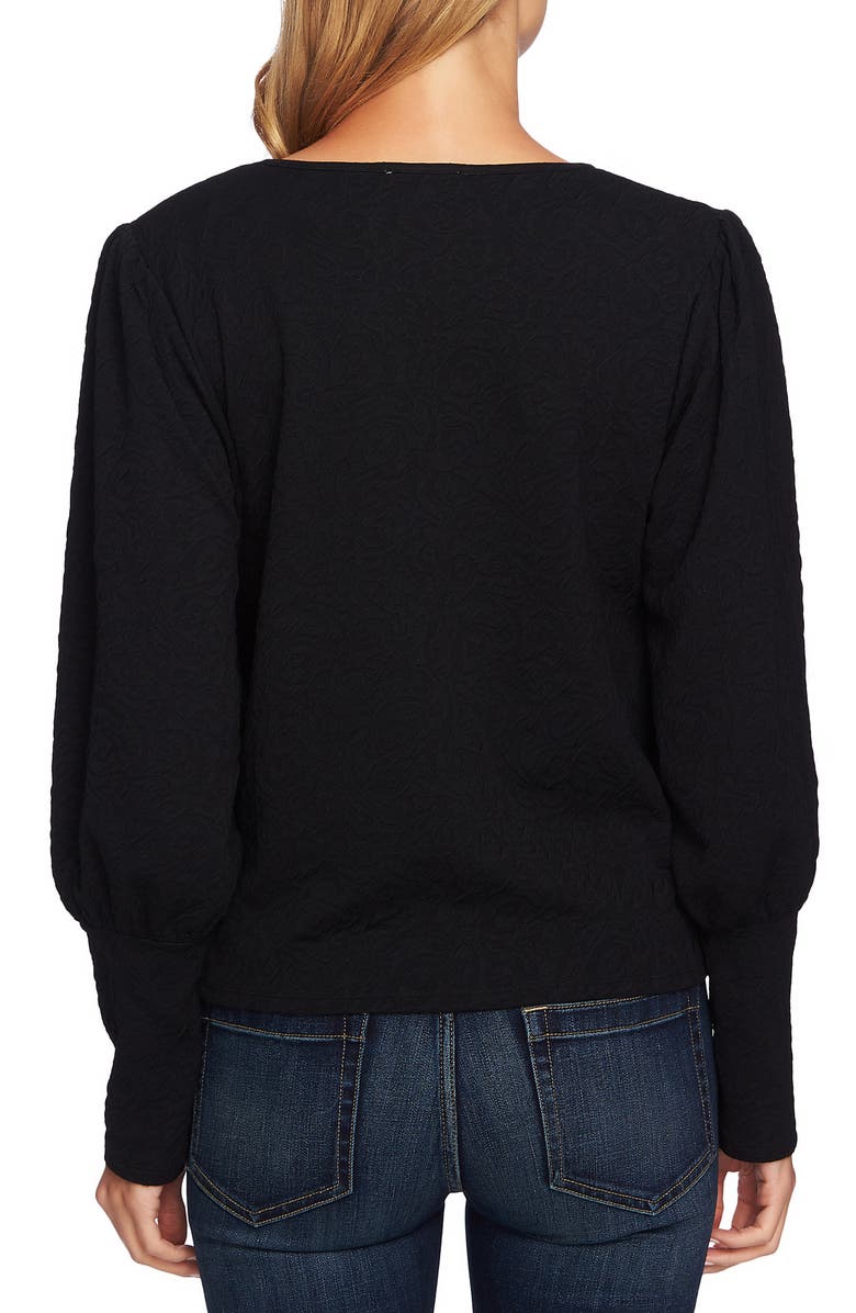 CeCe Puffed Shoulder Paisley Knit Top, Alternate, color, 