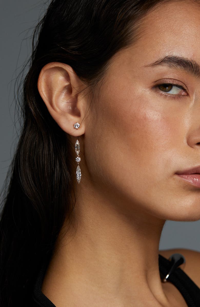 Nadri Beatrix Mixed Cubic Zirconia Front/Back Earrings, Alternate, color, Gold