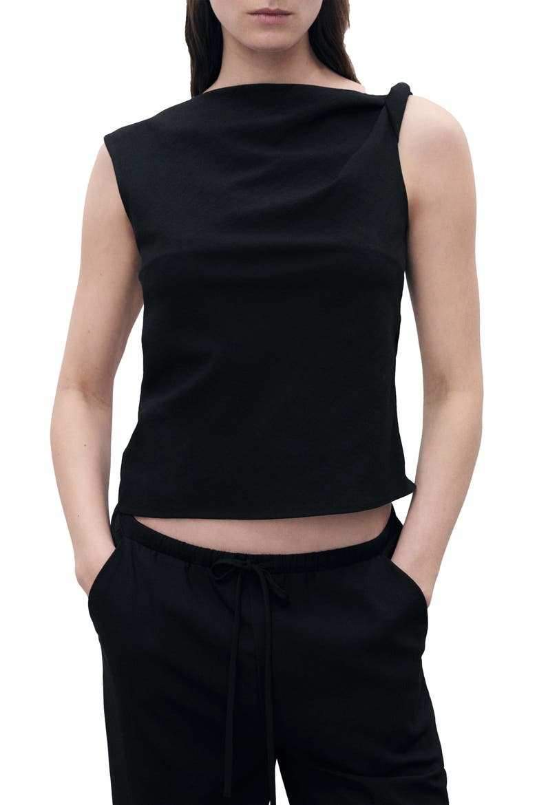 Asymmetric Drape Top, Main, color, BLACK