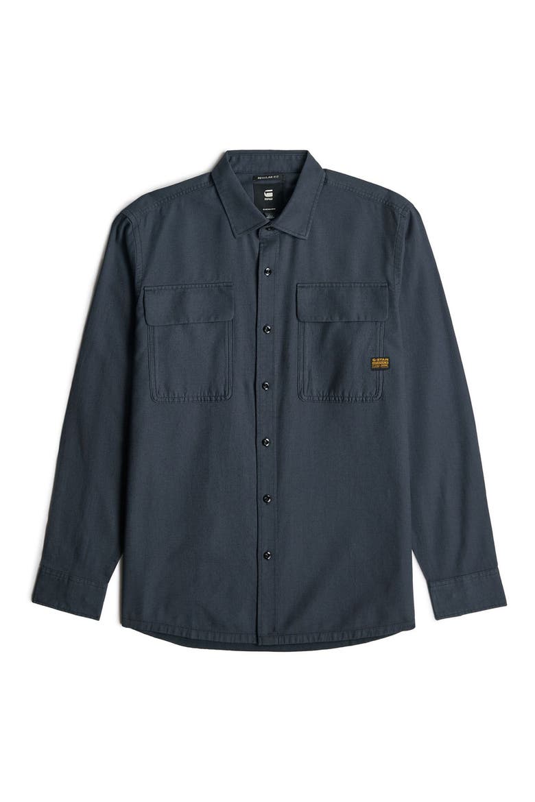 CPO Regular Fit Cotton & Linen Button-Up Shirt, Alternate, color, INDIA INK