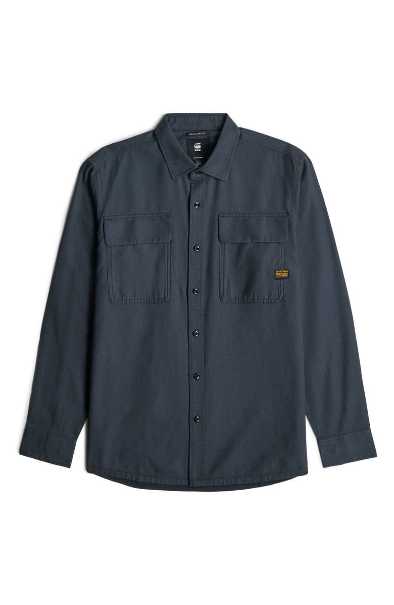 G-STAR CPO Regular Fit Cotton & Linen Button-Up Shirt, Alternate, color, India Ink