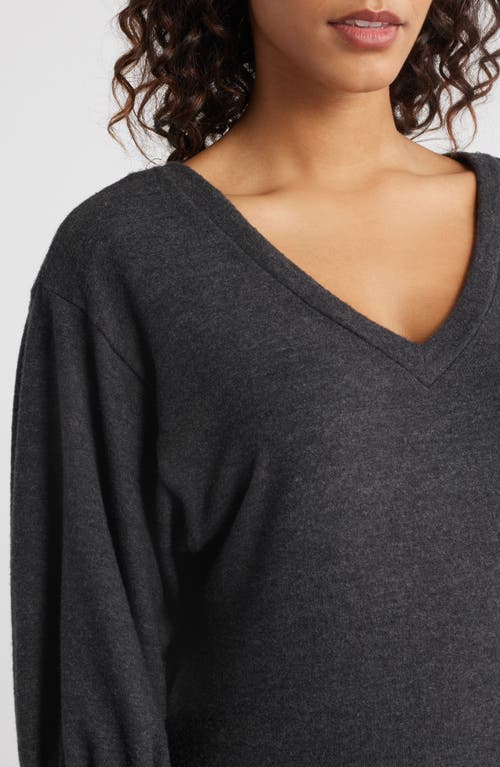 Loveappella Brushed Jersey Top In Gray