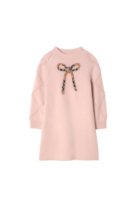 Check Bow Wool Cashmere Dress