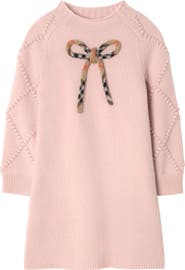 Burberry Check Bow Wool Cashmere Dress