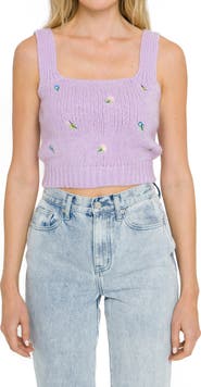 English Factory Embroidered Sweater Tank