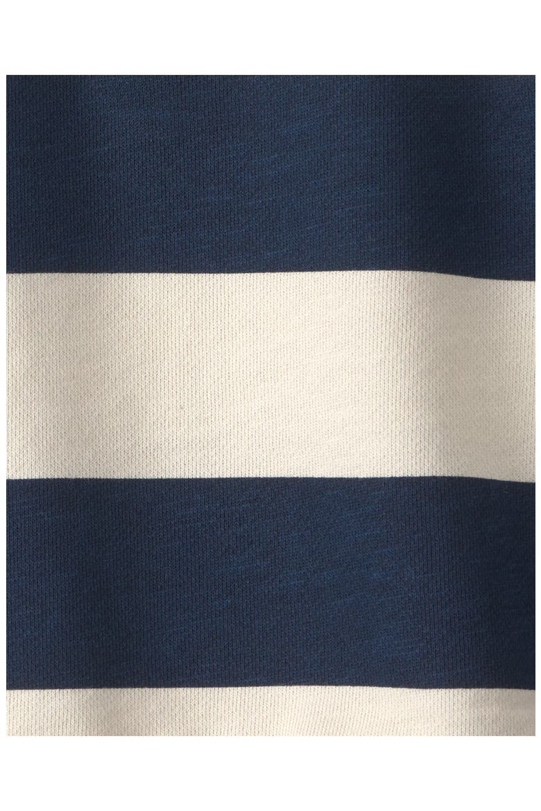 Kids' Stripe Organic Cotton Polo Sweatshirt, Alternate, color, LP BLUE RUGBY STRIPE