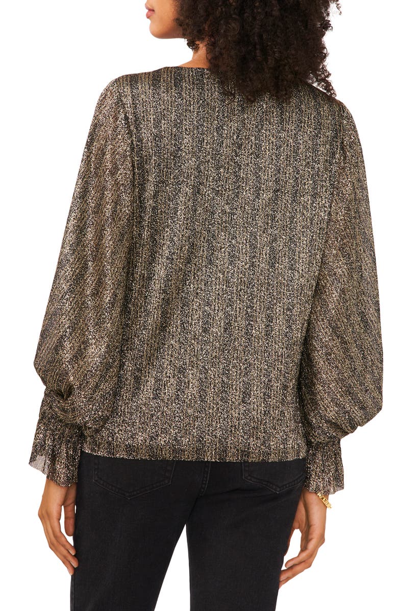 Vince Camuto Metallic Stripe Long Sleeve Top, Alternate, color, 