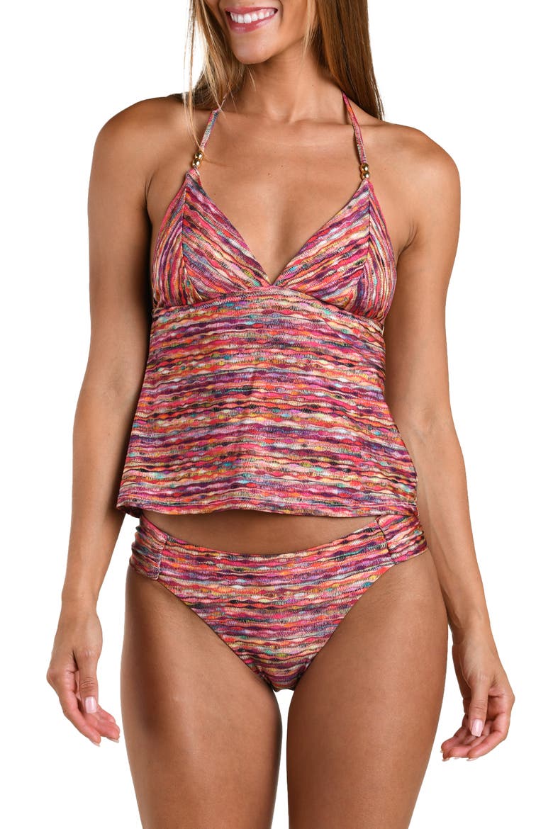 Shimmer Ripple Halter Tankini, Main, color, PINK MULTI