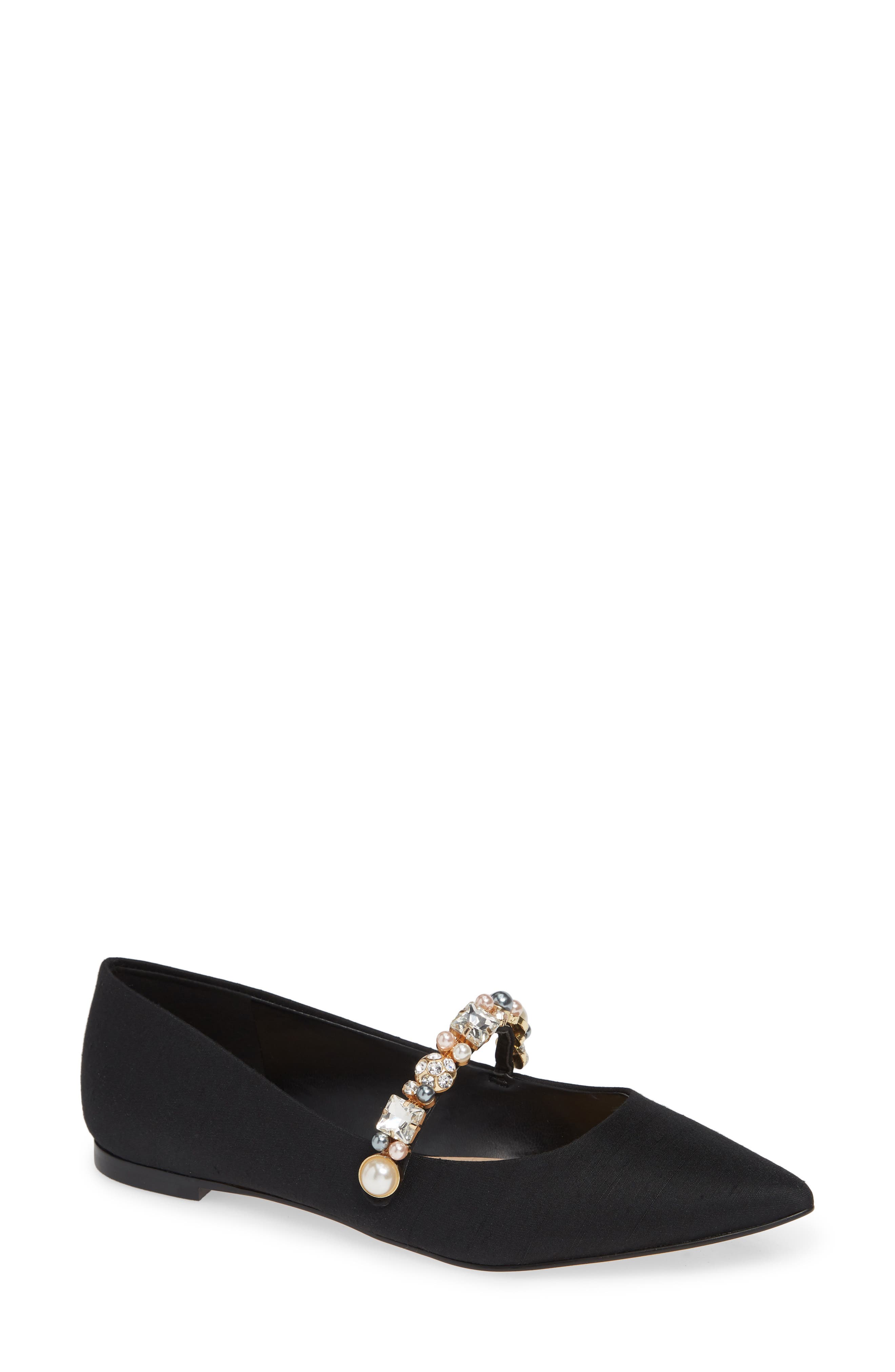 KARL LAGERFELD PARIS Noel Imitation Pearl Embellished Flat, Main, color, 