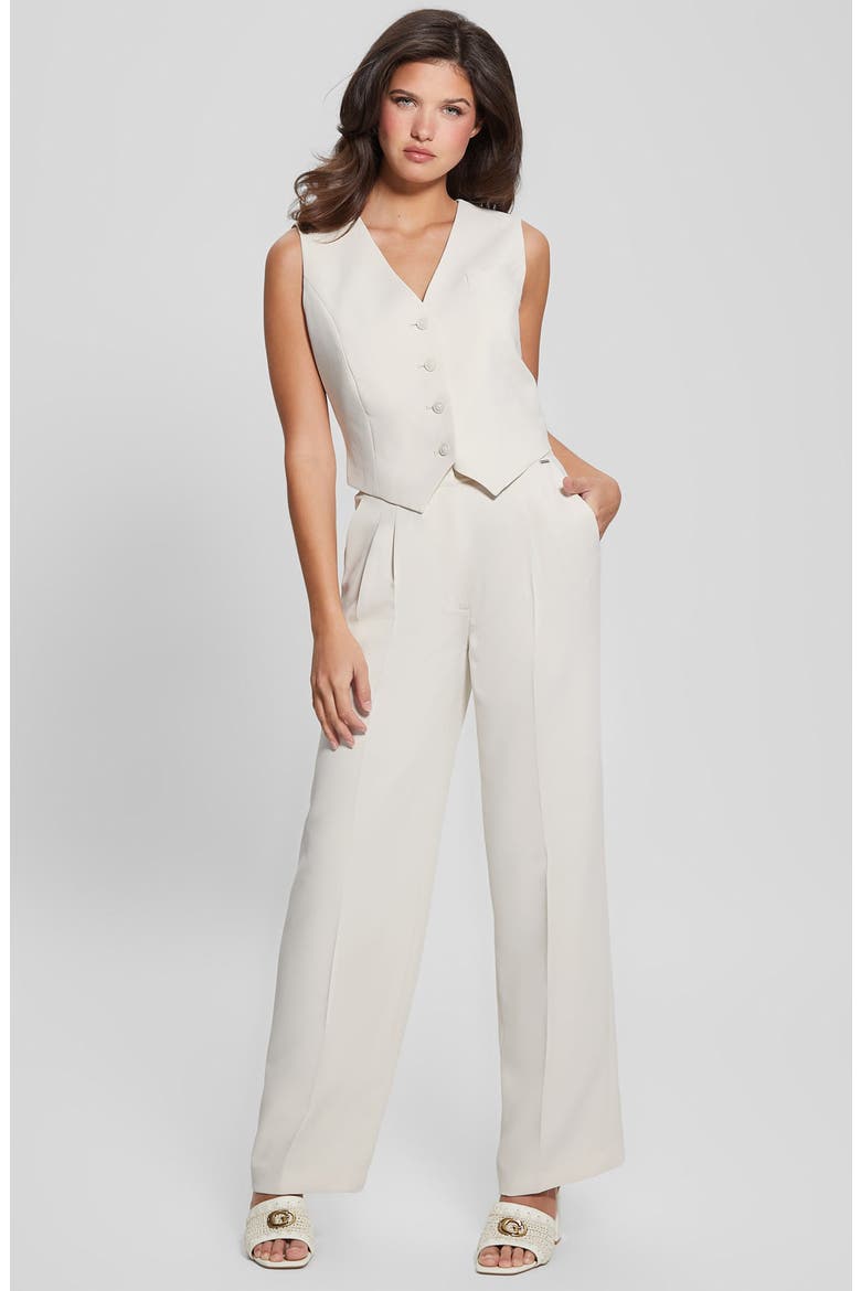 Adele Front Pleat Wide Leg Pants, Alternate, color, CREAM WHITE