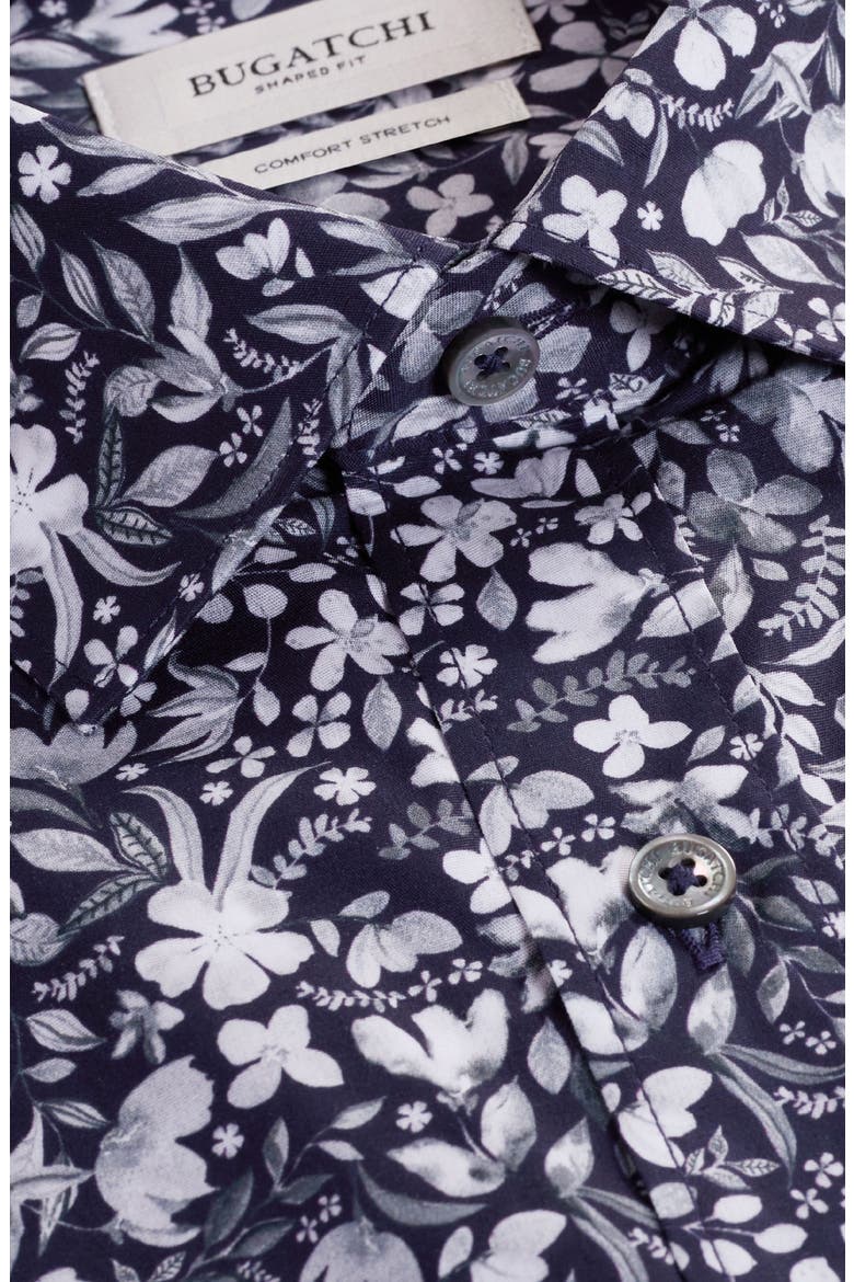 Axel Shaped Fit Floral Stretch Button-Up Shirt, Alternate, color, BLACK