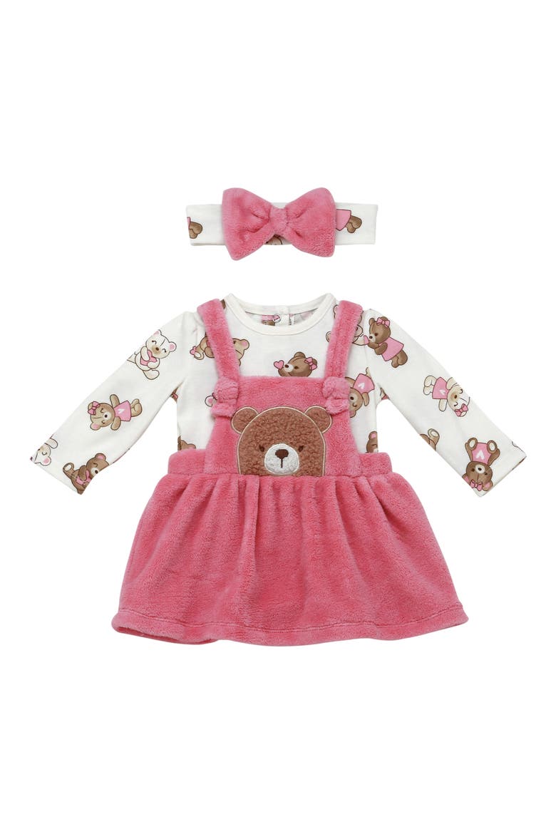 Bear Hugs Jumper, Bodysuit & Headband Set, Main, color, PINK