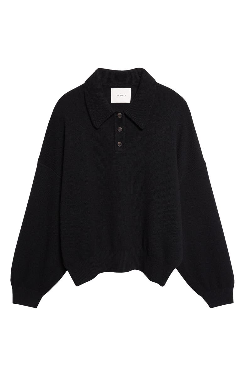 Lisa Yang Etta Cashmere Polo Sweater, Main, color, Black