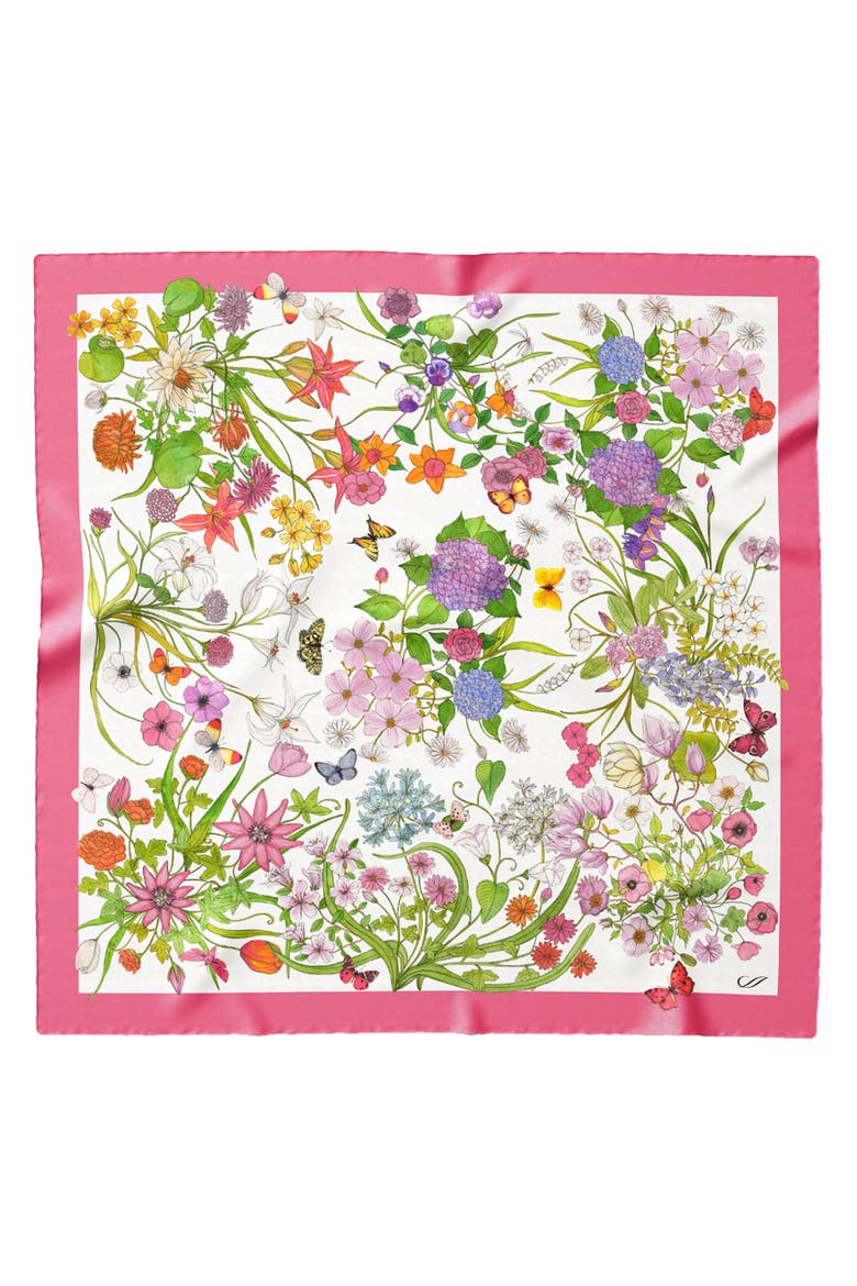 Flora - Hand Rolled Silk Foulard for Women, Alternate, color, Pink