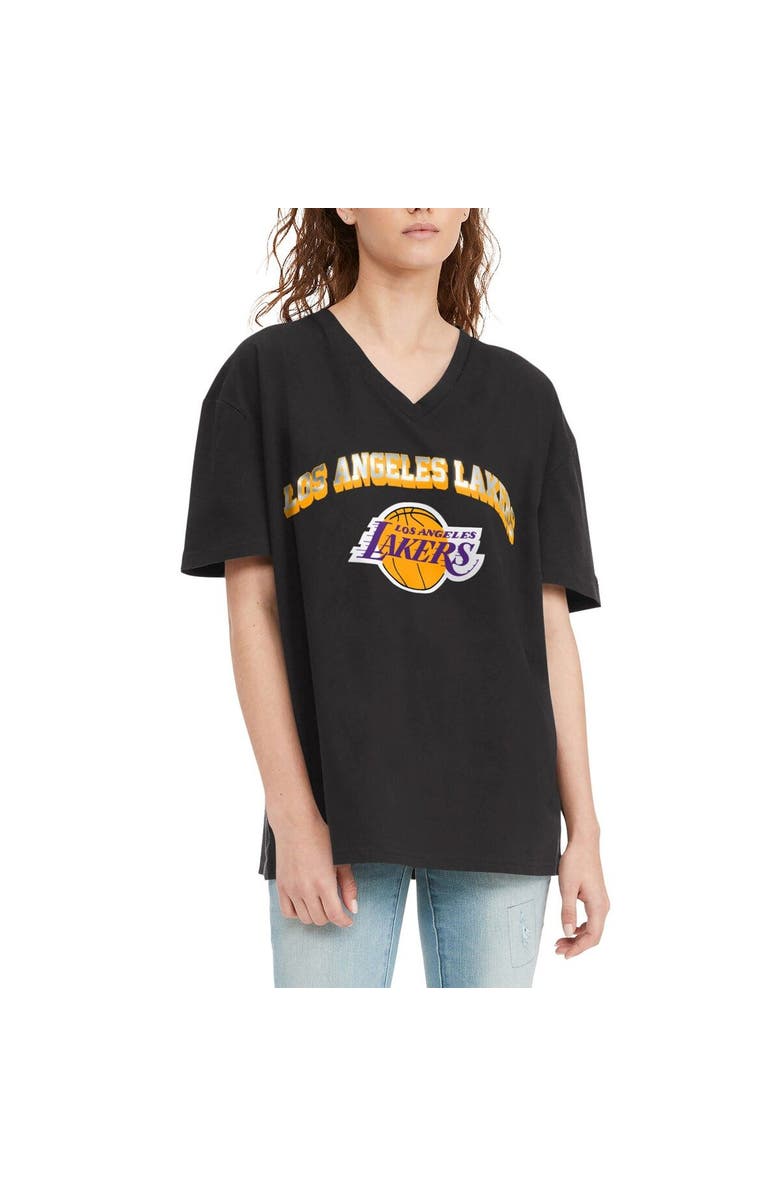 TOMMY JEANS Women's Tommy Jeans Black Los Angeles Lakers Ashley V-Neck T-Shirt, Main, color, Black