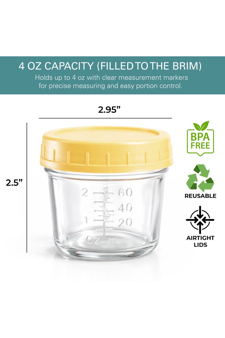 Glass Baby Food Storage Containers Leakproof 12 Piece Set, Alternate, color, Clear